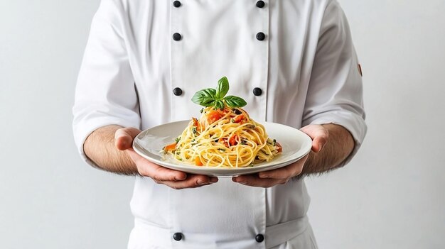 chef serving pasta